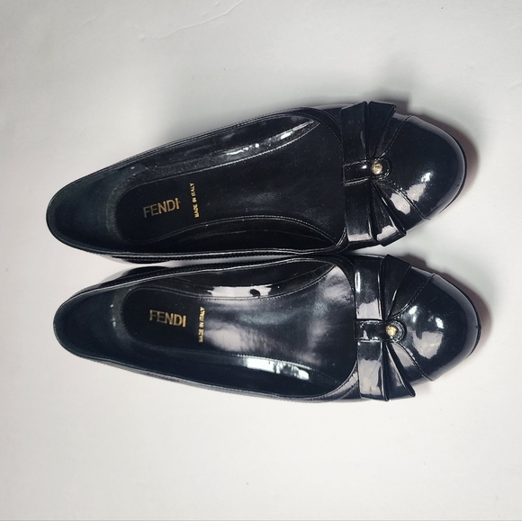 Vintage Fendi Wedge Heels Womems Size 7 Black patent leather - Picture 2 of 11